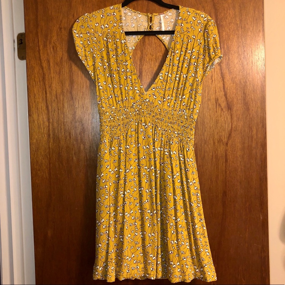 Free People mustard floral dress